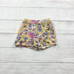 Disney Minnie Mouse Girls Shorts Floral Sunflower Print Yellow Pull On 4T